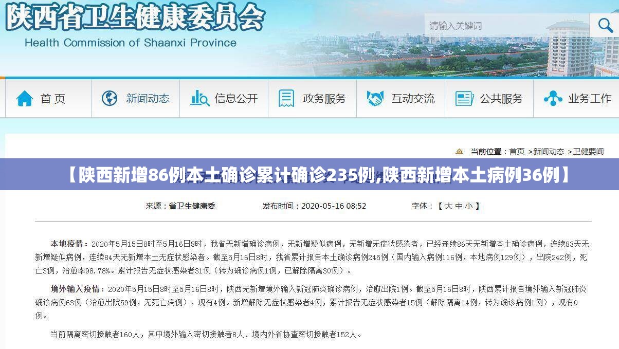 【陕西新增86例本土确诊累计确诊235例,陕西新增本土病例36例】 【陕西新增86例本土确诊累计确诊235例,陕西新增本土病例36例】