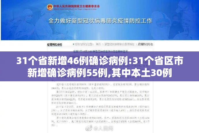 31个省新增46例确诊病例:31个省区市新增确诊病例55例,其中本土30例 31个省新增46例确诊病例:31个省区市新增确诊病例55例,其中本土30例
