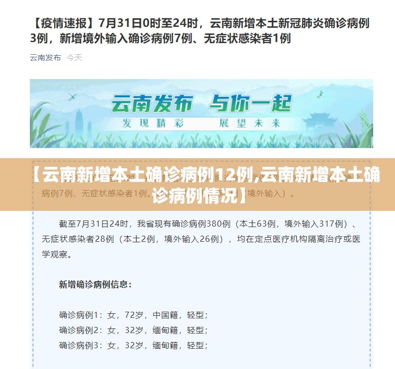 【云南新增本土确诊病例12例,云南新增本土确诊病例情况】 【云南新增本土确诊病例12例,云南新增本土确诊病例情况】
