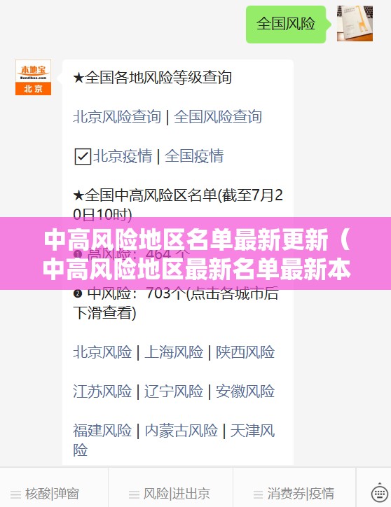 中高风险地区名单最新更新(中高风险地区最新名单最新本地宝) 中高风险地区名单最新更新(中高风险地区最新名单最新本地宝)