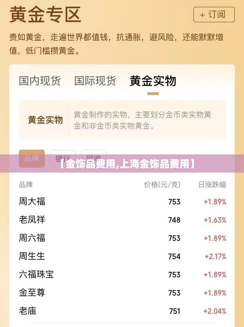 【金饰品费用,上海金饰品费用】