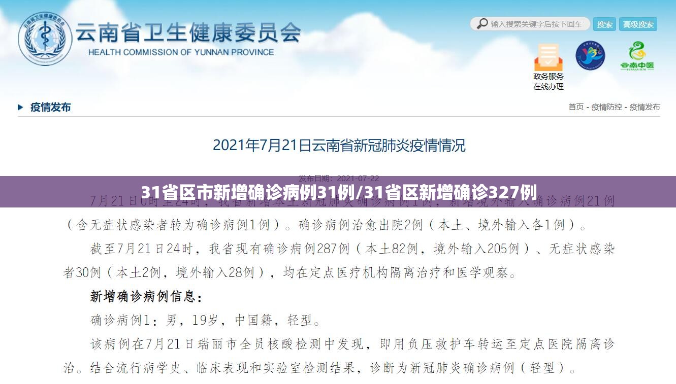 31省区市新增确诊病例31例/31省区新增确诊327例 31省区市新增确诊病例31例/31省区新增确诊327例