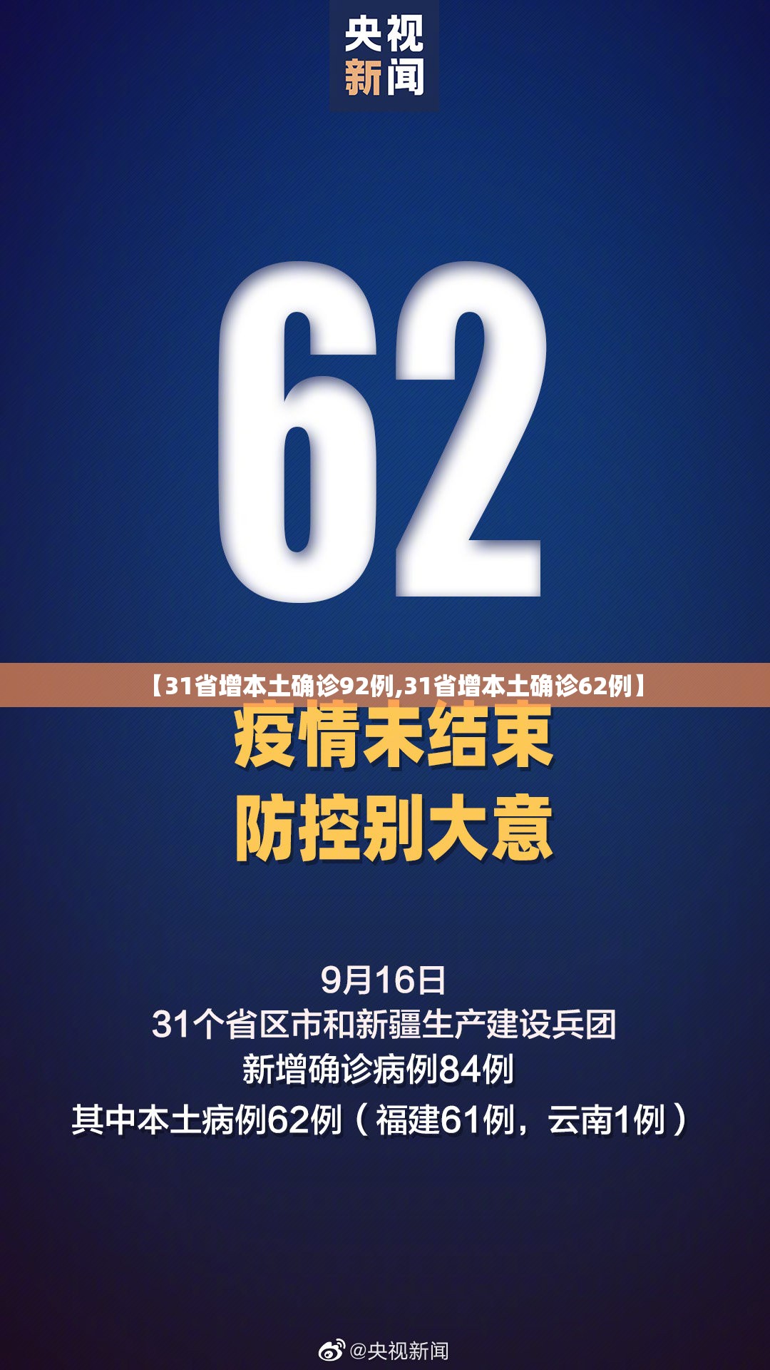 【31省增本土确诊92例,31省增本土确诊62例】 【31省增本土确诊92例,31省增本土确诊62例】