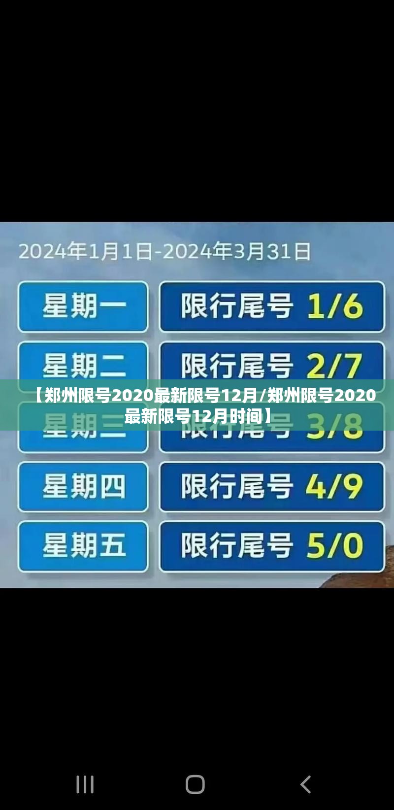 【郑州限号2020最新限号12月/郑州限号2020最新限号12月时间】