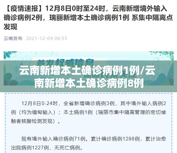 云南新增本土确诊病例1例/云 南新增本土确诊病例8例