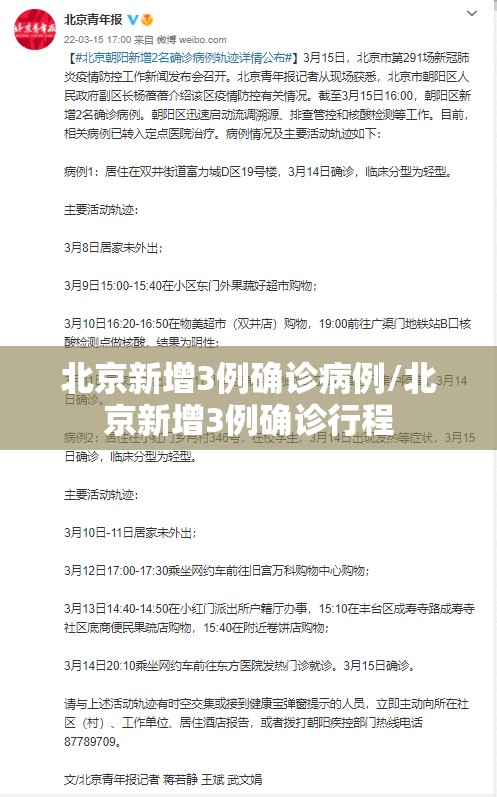 北京新增3例确诊病例/北京新增3例确诊行程
