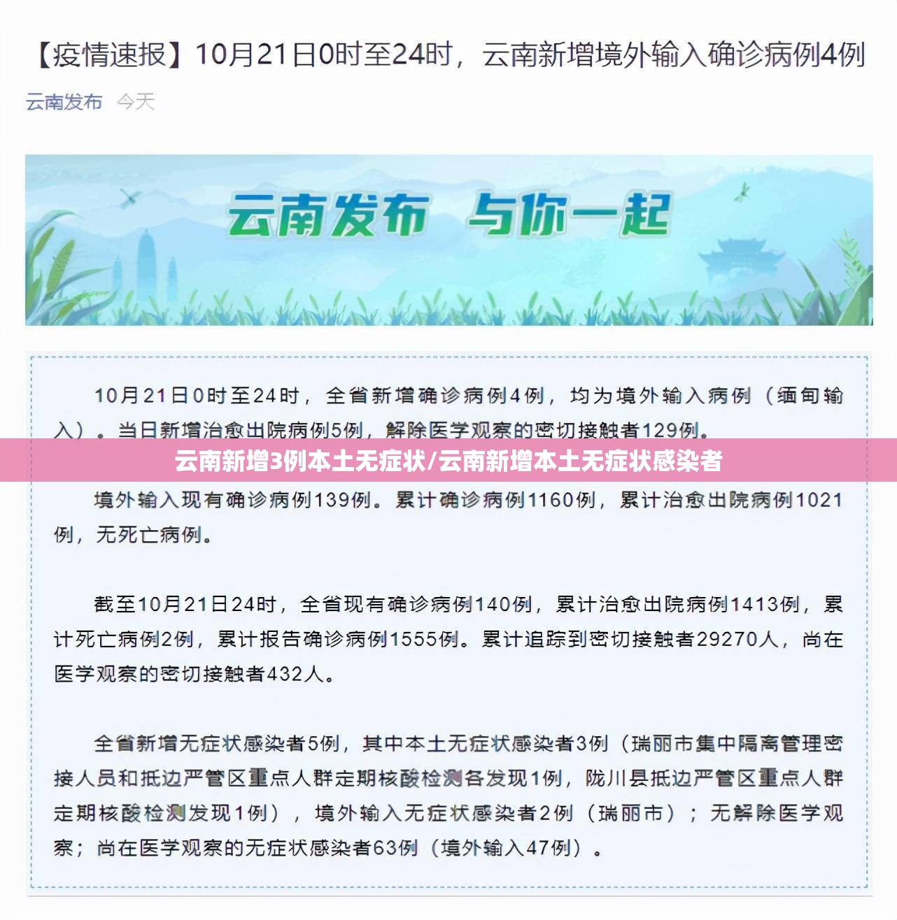 云南新增3例本土无症状/云南新增本土无症状感染者 云南新增3例本土无症状/云南新增本土无症状感染者