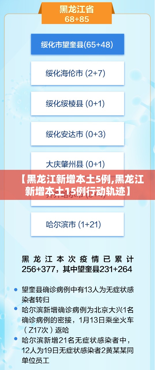 【黑龙江新增本土5例,黑龙江新增本土15例行动轨迹】