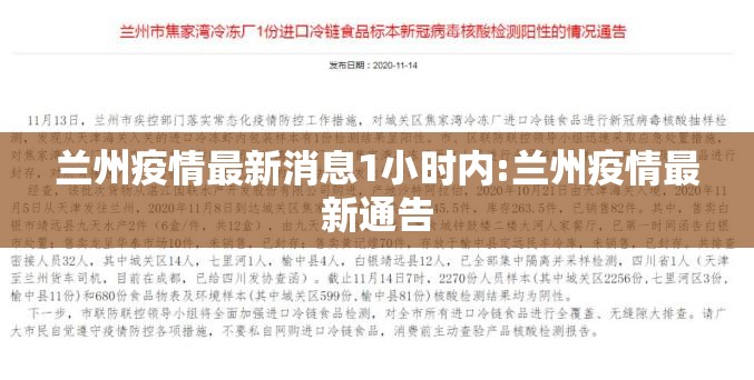 兰州疫情最新消息1小时内:兰州疫情最新通告 兰州疫情最新消息1小时内:兰州疫情最新通告