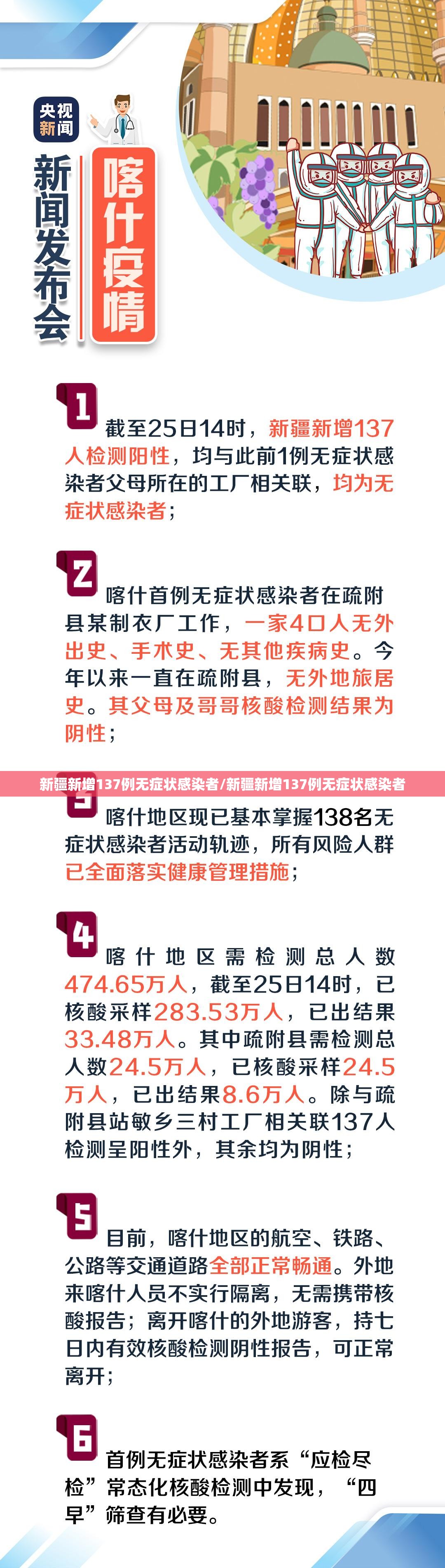 新疆新增137例无症状感染者/新疆新增137例无症状感染者