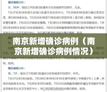 南京新增确诊病例（南京新增确诊病例情况）