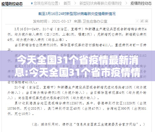 今天全国31个省疫情最新消息:今天全国31个省市疫情情况 今天全国31个省疫情最新消息:今天全国31个省市疫情情况
