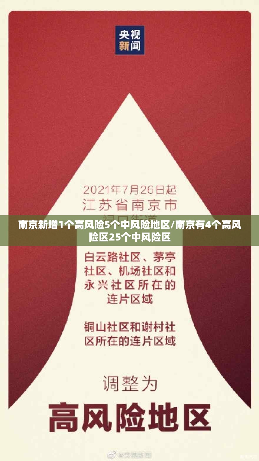 南京新增1个高风险5个中风险地区/南京有4个高风险区25个中风险区 南京新增1个高风险5个中风险地区/南京有4个高风险区25个中风险区