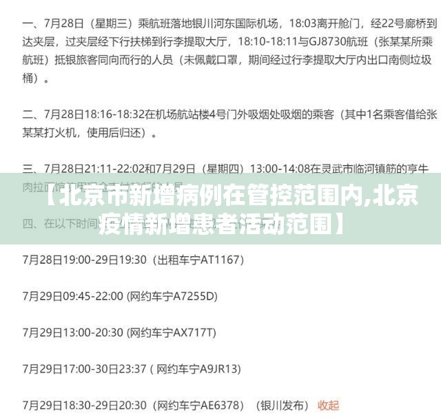 【北京市新增病例在管控范围内,北京疫情新增患者活动范围】