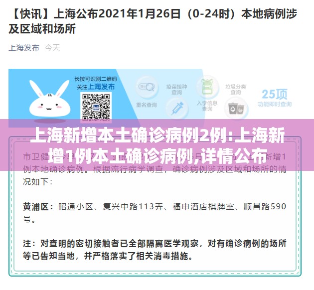 上海新增本土确诊病例2例:上海新增1例本土确诊病例,详情公布