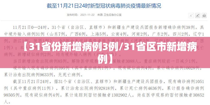 【31省份新增病例3例/31省区市新增病例】 【31省份新增病例3例/31省区市新增病例】