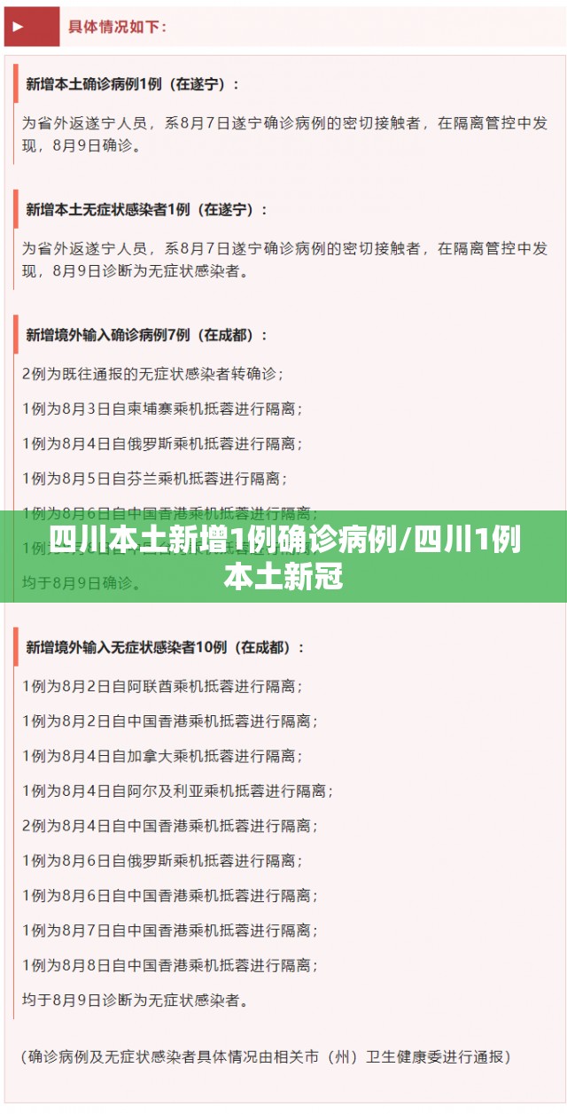 四川本土新增1例确诊病例/四川1例本土新冠 四川本土新增1例确诊病例/四川1例本土新冠
