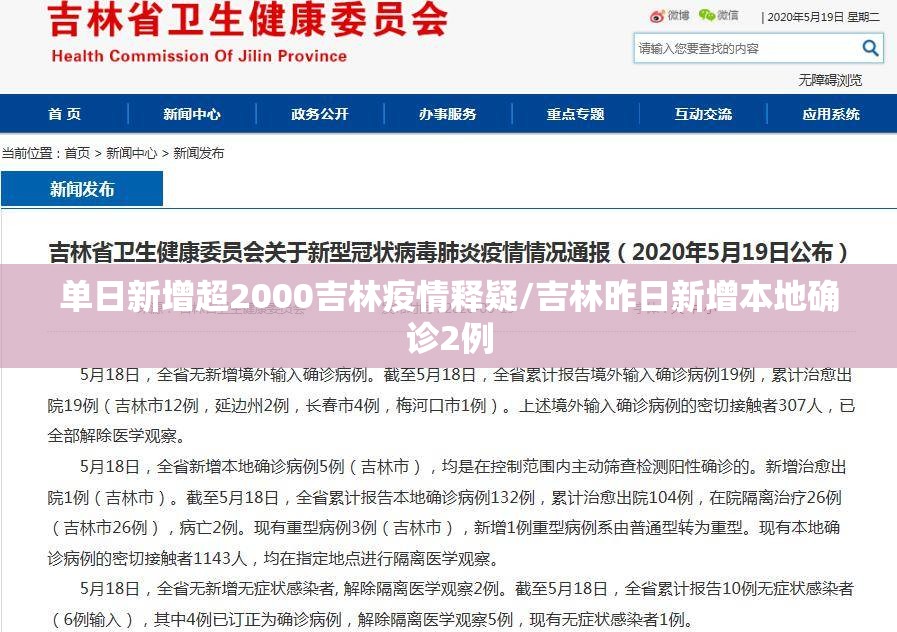 单日新增超2000吉林疫情释疑/吉林昨日新增本地确诊2例