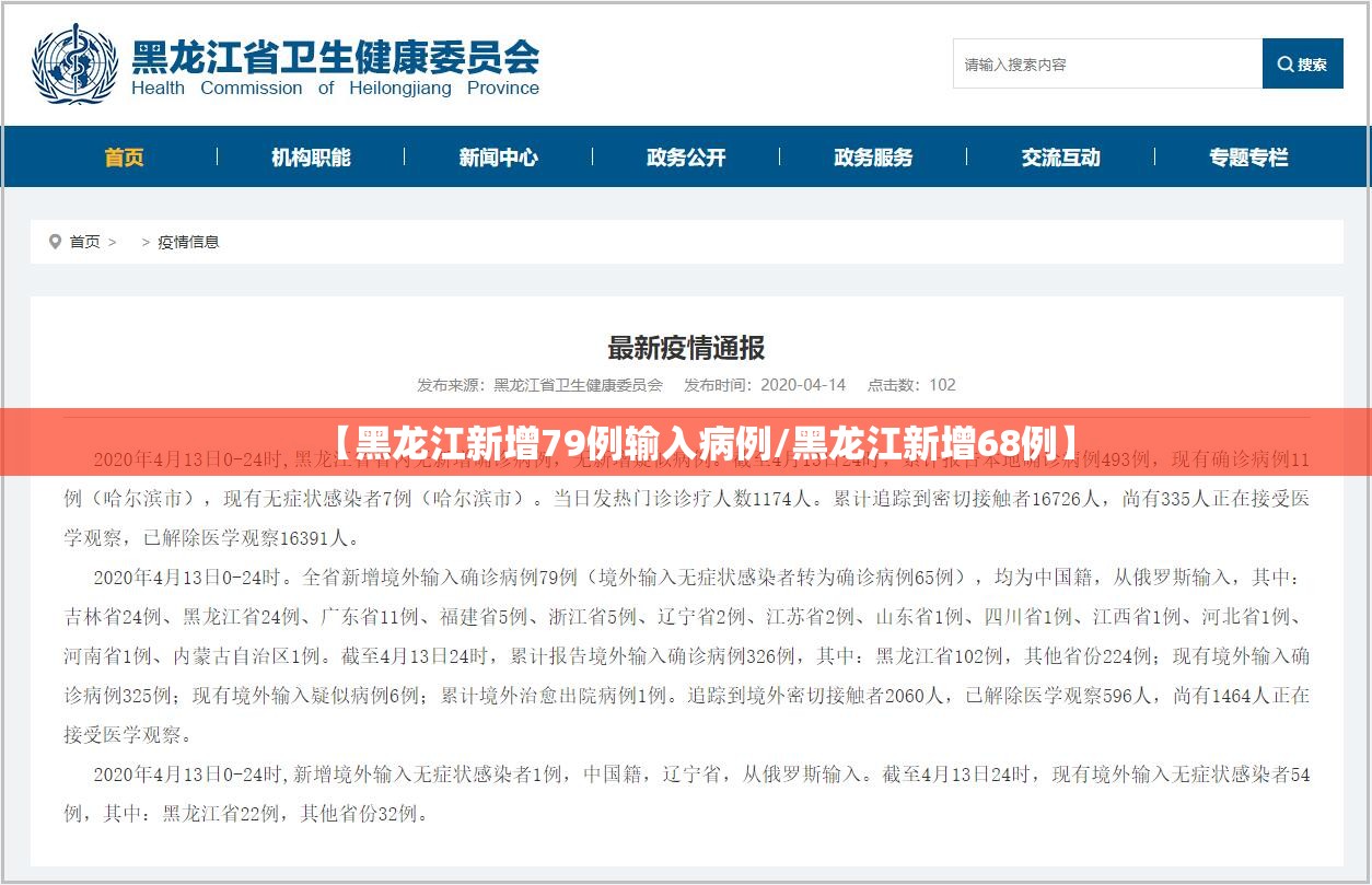 【黑龙江新增79例输入病例/黑龙江新增68例】
