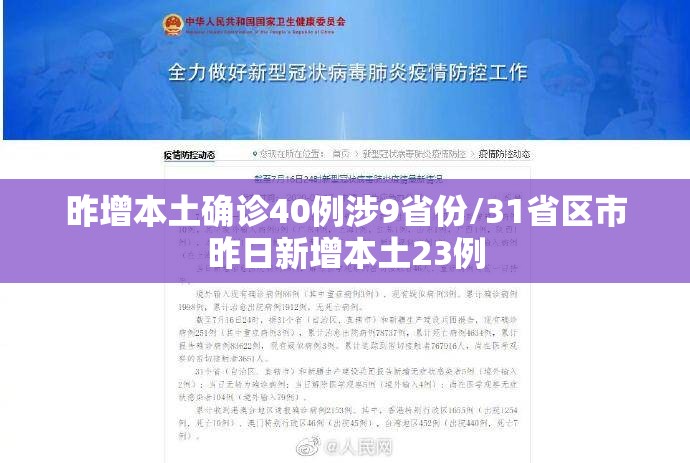 昨增本土确诊40例涉9省份/31省区市昨日新增本土23例