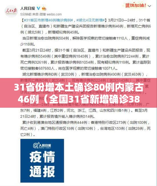 31省份增本土确诊80例内蒙古46例（全国31省新增确诊3887例内蒙古病例）