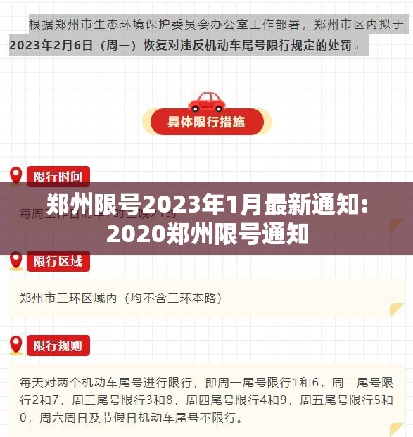 郑州限号2023年1月最新通知:2020郑州限号通知