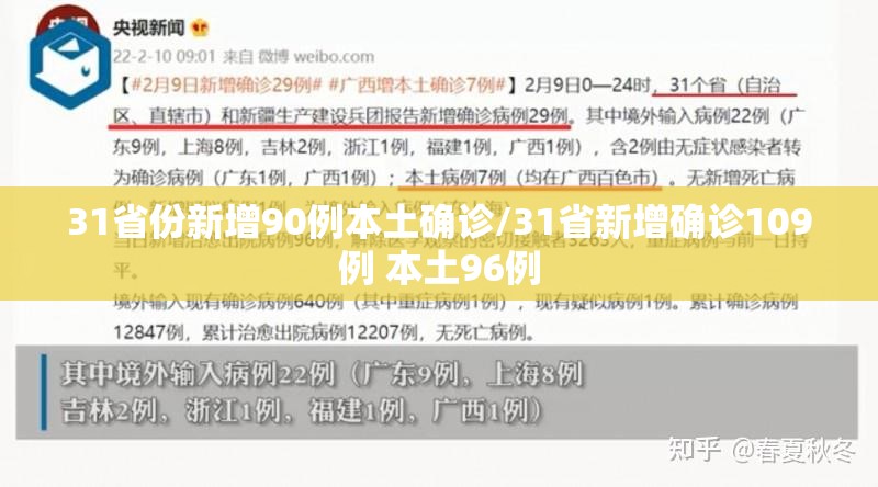 31省份新增90例本土确诊/31省新增确诊109例 本土96例