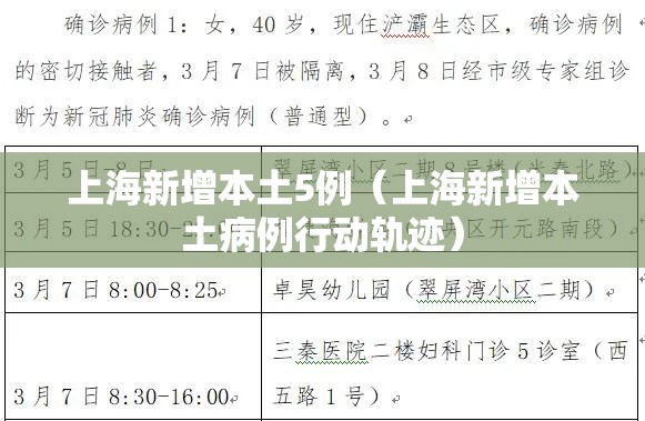 上海新增本土5例（上海新增本土病例行动轨迹）