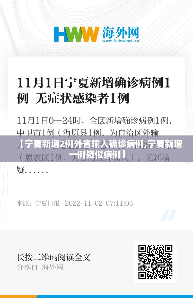 【宁夏新增2例外省输入确诊病例,宁夏新增一例疑似病例】