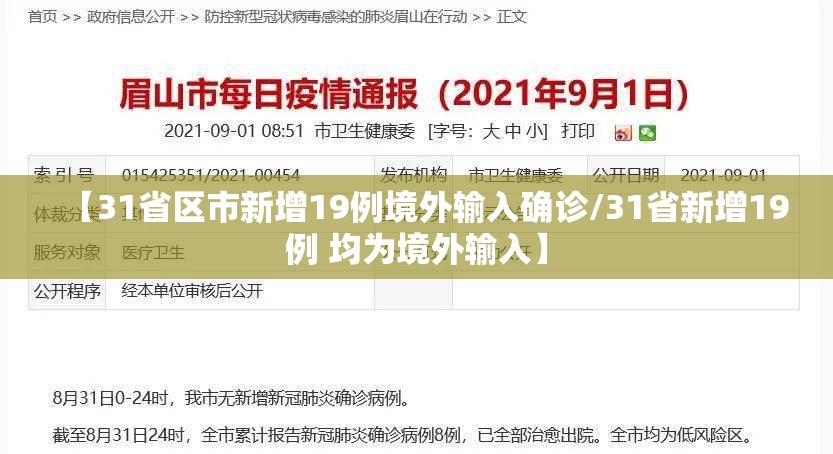 【31省区市新增19例境外输入确诊/31省新增19例 均为境外输入】