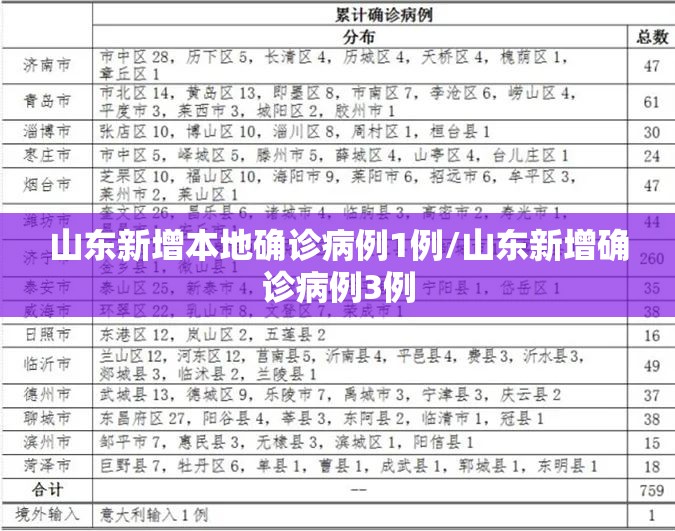 山东新增本地确诊病例1例/山东新增确诊病例3例