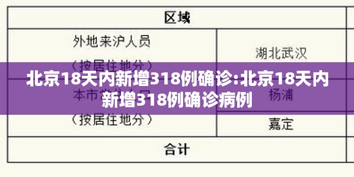 北京18天内新增318例确诊:北京18天内新增318例确诊病例