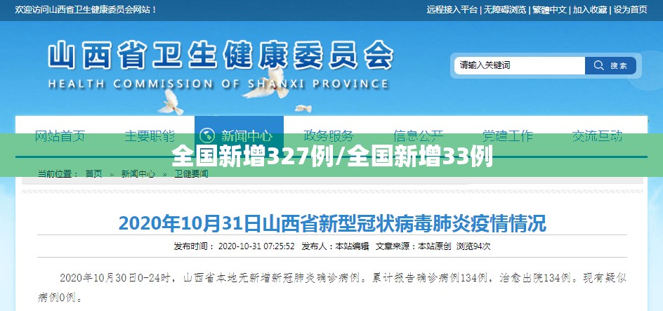 全国新增327例/全国新增33例