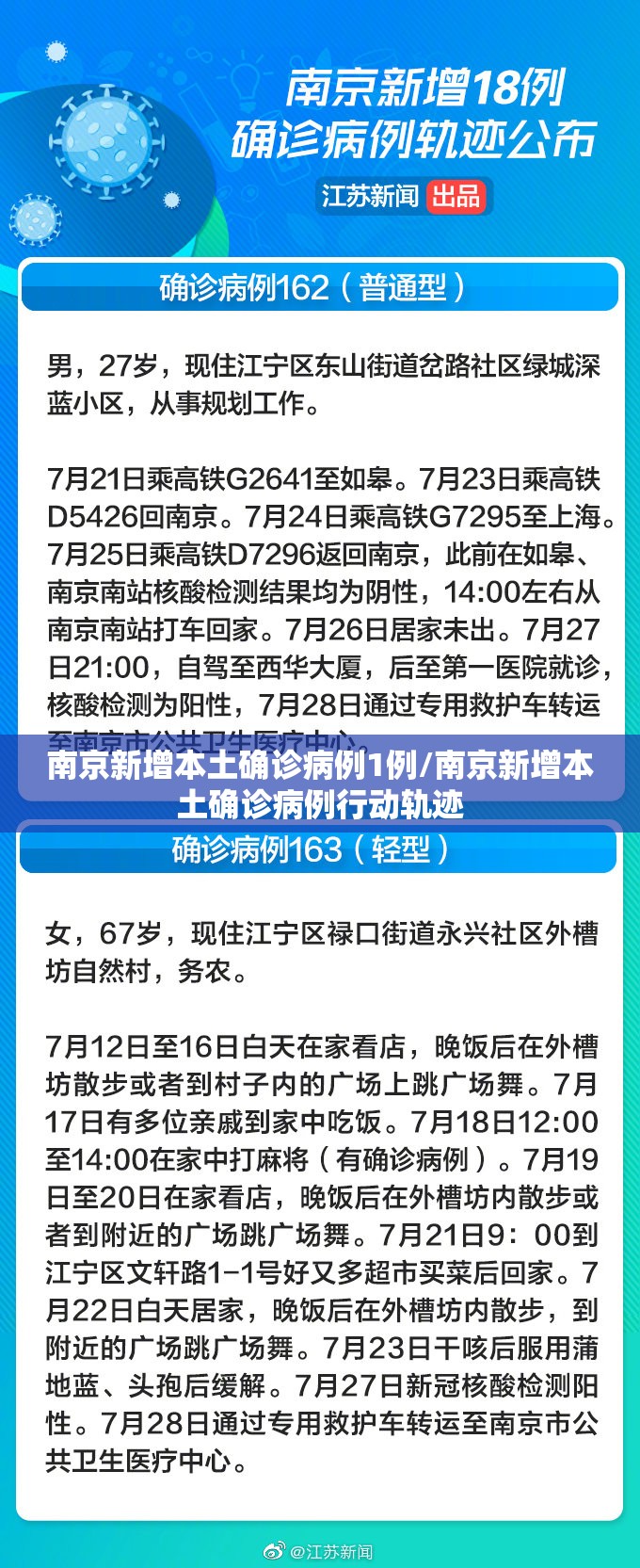 南京新增本土确诊病例1例/南京新增本土确诊病例行动轨迹