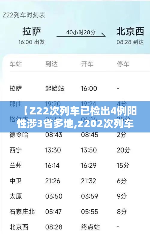 【Z22次列车已检出4例阳性涉3省多地,z202次列车实时状态】