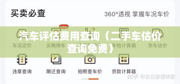 汽车评估费用查询（二手车估价查询免费）