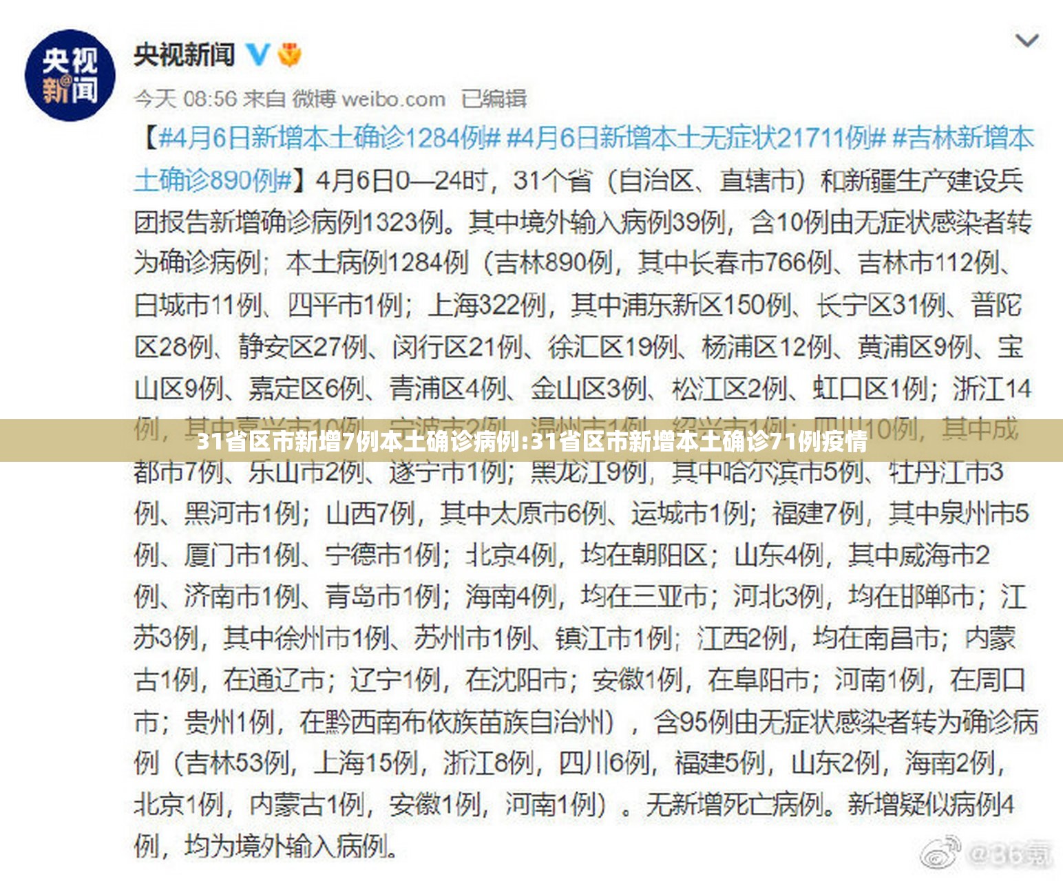 31省区市新增7例本土确诊病例:31省区市新增本土确诊71例疫情