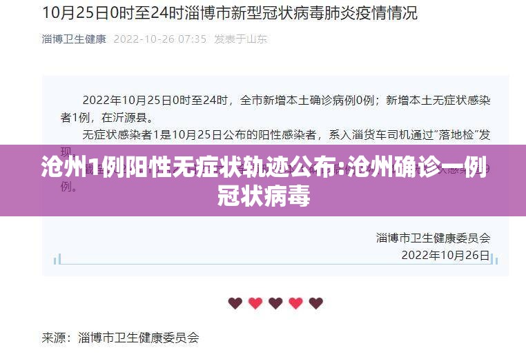 沧州1例阳性无症状轨迹公布:沧州确诊一例冠状病毒 沧州1例阳性无症状轨迹公布:沧州确诊一例冠状病毒
