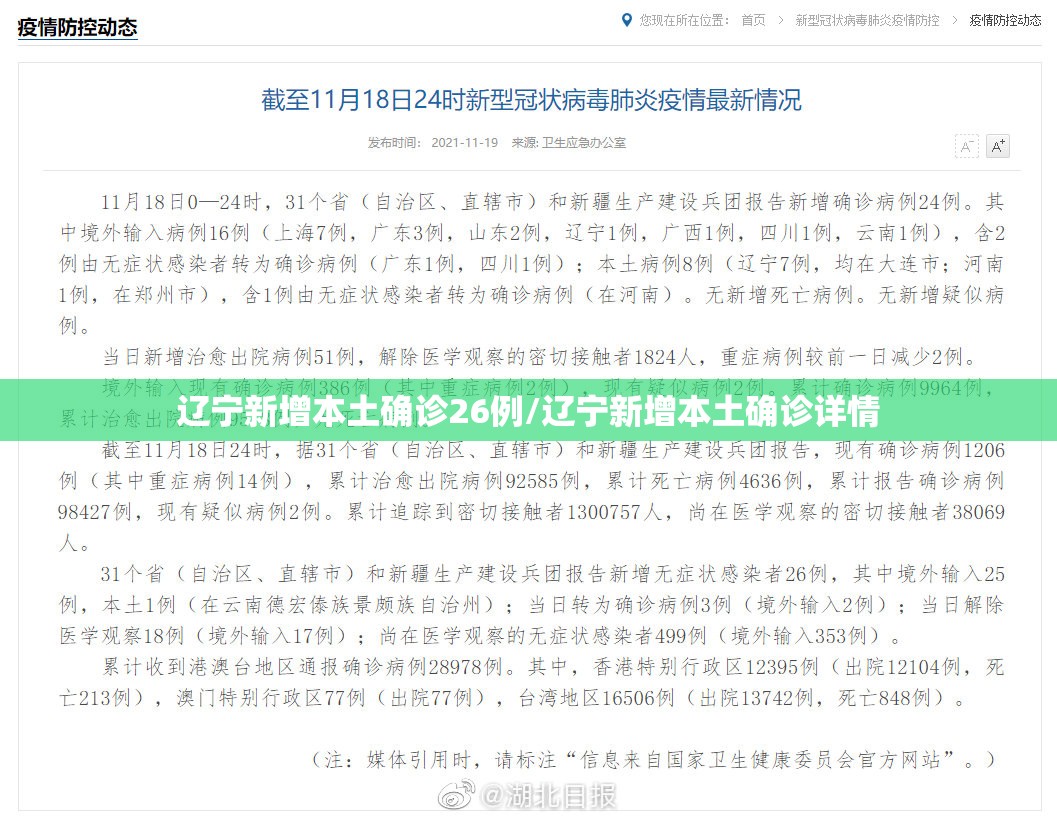 辽宁新增本土确诊26例/辽宁新增本土确诊详情 辽宁新增本土确诊26例/辽宁新增本土确诊详情