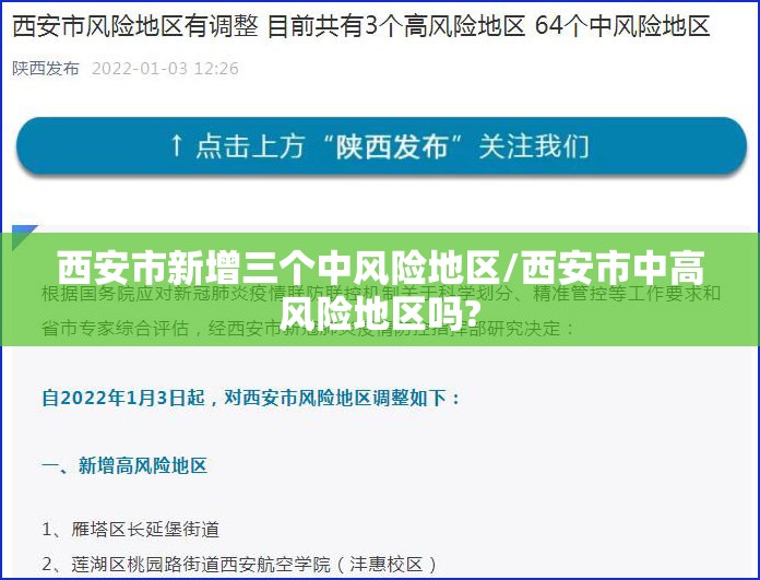 西安市新增三个中风险地区/西安市中高风险地区吗?