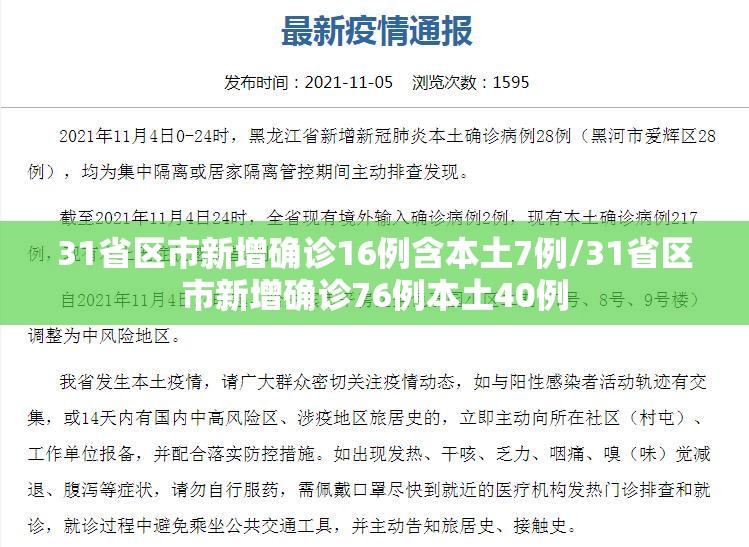 31省区市新增确诊16例含本土7例/31省区市新增确诊76例本土40例 31省区市新增确诊16例含本土7例/31省区市新增确诊76例本土40例