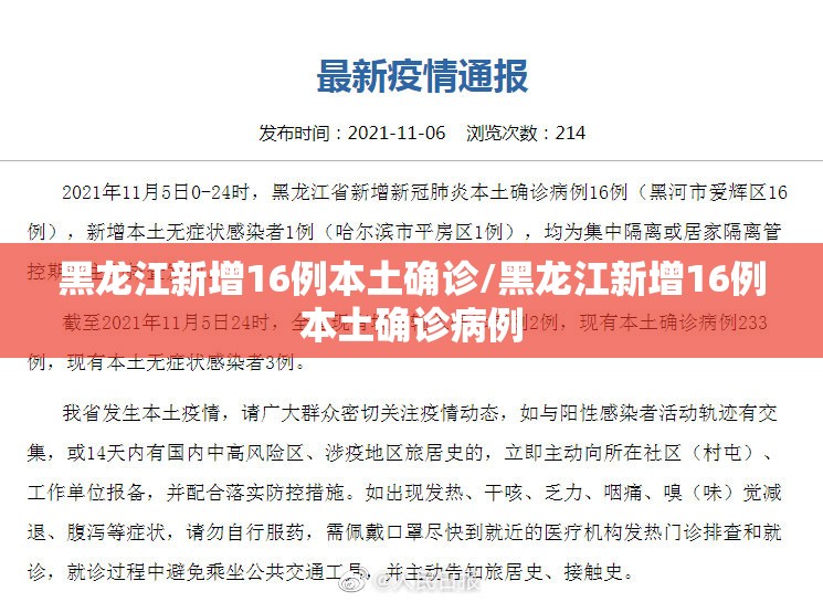 黑龙江新增16例本土确诊/黑龙江新增16例本土确诊病例 黑龙江新增16例本土确诊/黑龙江新增16例本土确诊病例
