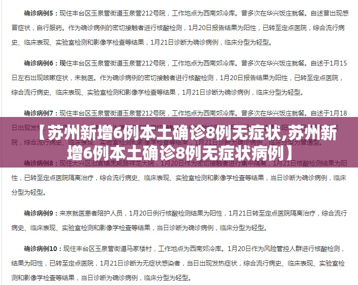 【苏州新增6例本土确诊8例无症状,苏州新增6例本土确诊8例无症状病例】 【苏州新增6例本土确诊8例无症状,苏州新增6例本土确诊8例无症状病例】