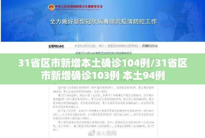31省区市新增本土确诊104例/31省区市新增确诊103例 本土94例