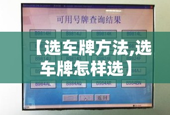 【选车牌方法,选车牌怎样选】 【选车牌方法,选车牌怎样选】