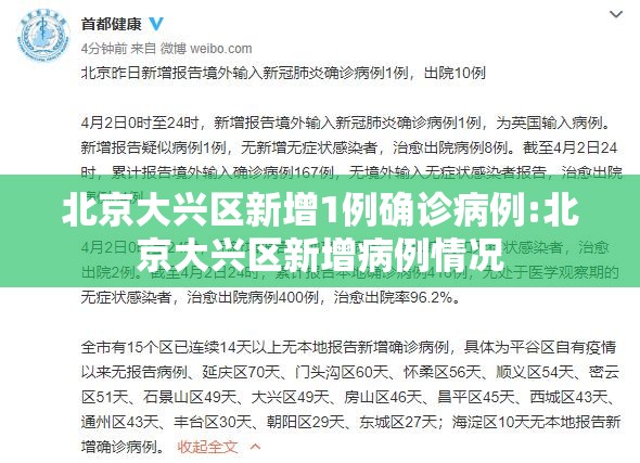 北京大兴区新增1例确诊病例:北京大兴区新增病例情况