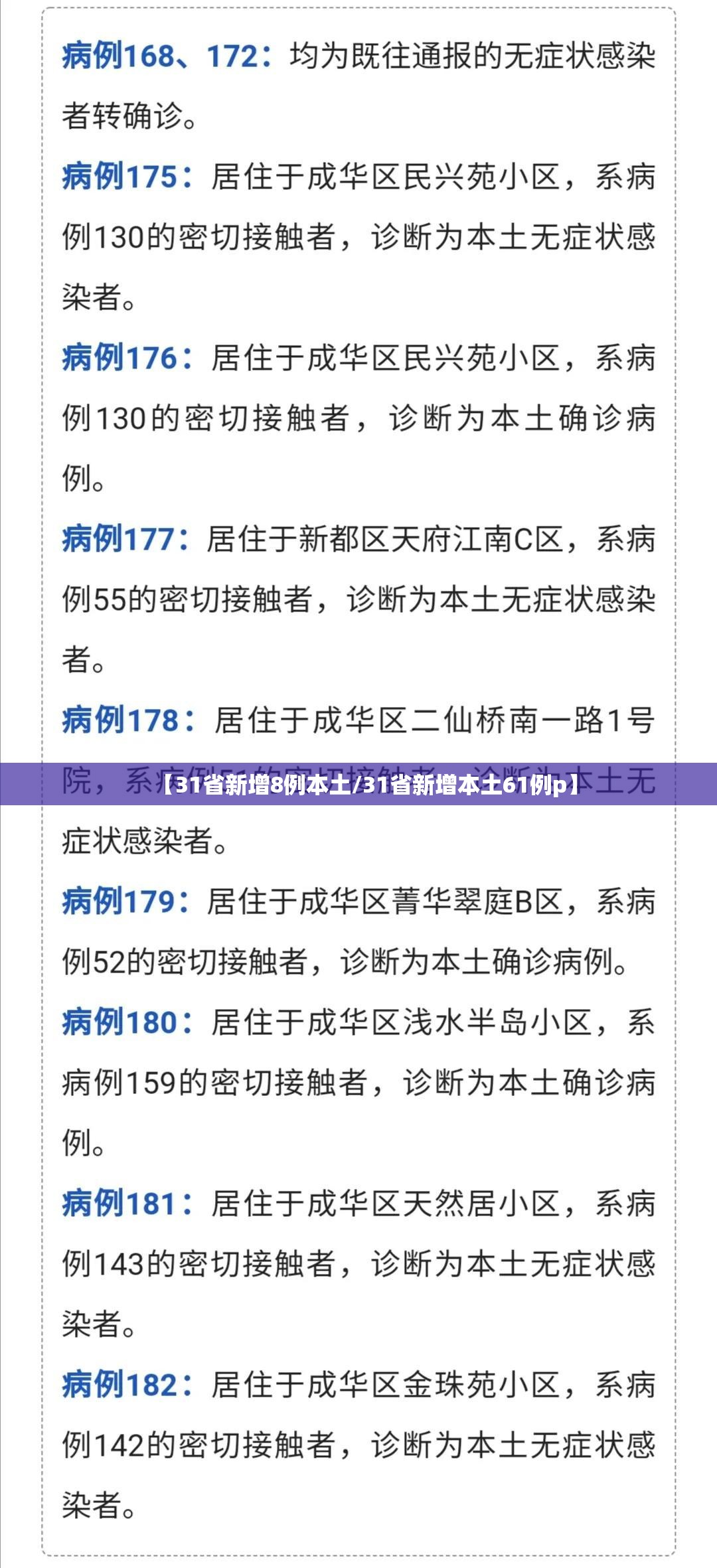 【31省新增8例本土/31省新增本土61例p】