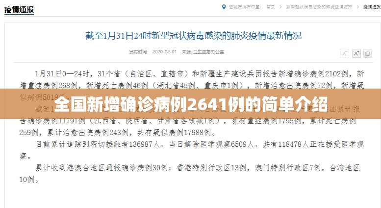 全国新增确诊病例2641例的简单介绍