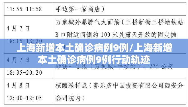上海新增本土确诊病例9例/上海新增本土确诊病例9例行动轨迹