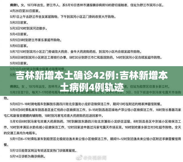 吉林新增本土确诊42例:吉林新增本土病例4例轨迹